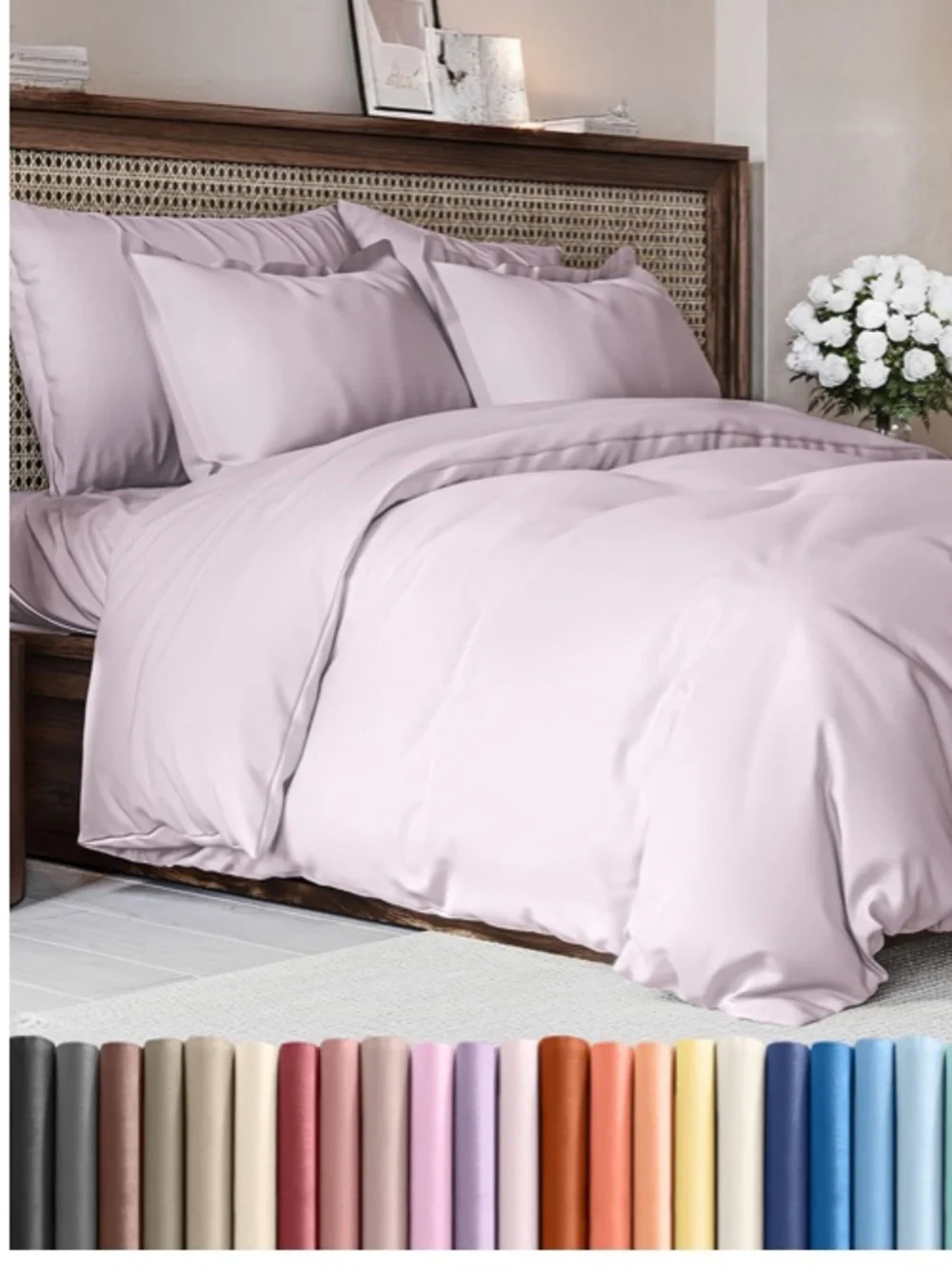 FULL Hotel Luxury w/Zipper Duvet Set 100% Brushed Microfiber - Light Lavender